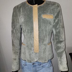 Doncaster Suede With Leather Trim Blazer Size 4